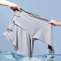 Ultra-thin Elastic Men's Casual Trousers Summer Quick-drying Ice Silk Slim Straight Business Solid Color Trousers Black Gray