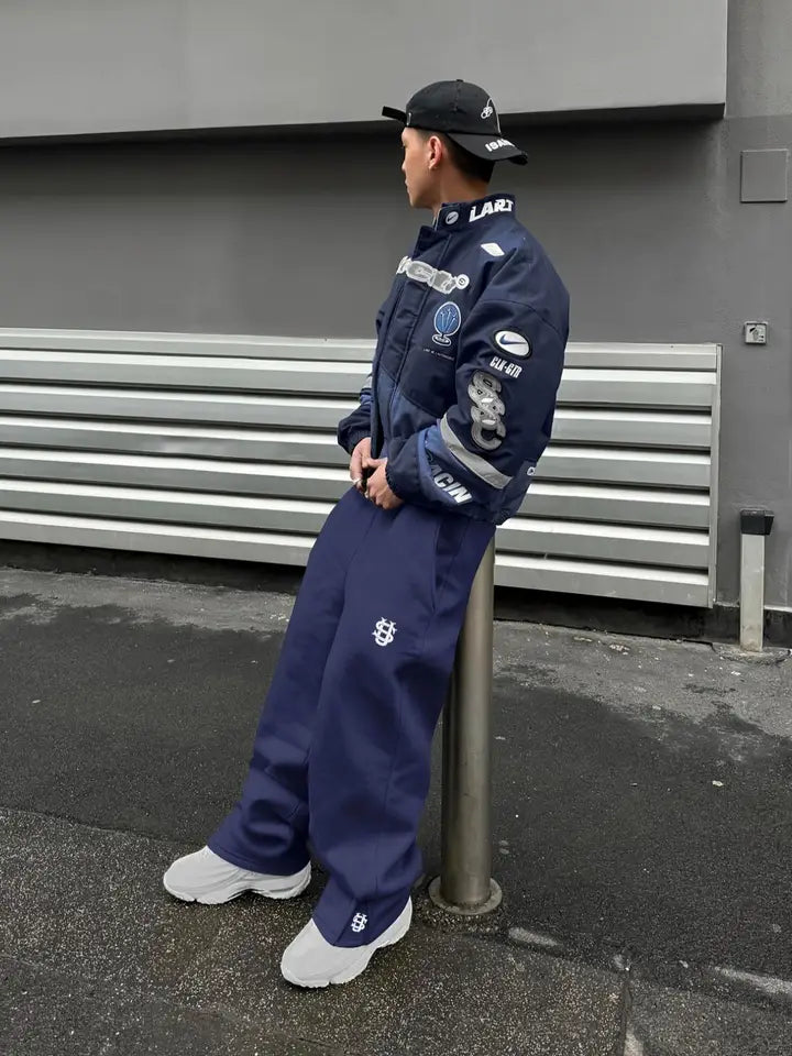 New Y2K Pants Personalized Pant Leg Zipper Embroidery Hip Hop Casual Joggers Men Pants Retro Straight Pants Tracksuit Streetwear